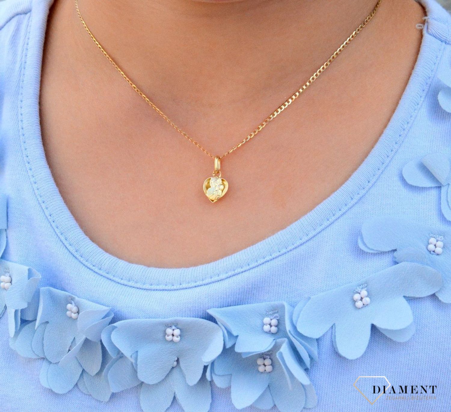 Złoty łańcuszek damski 585 drobna pancerka 1102-040 585 (1).jpg